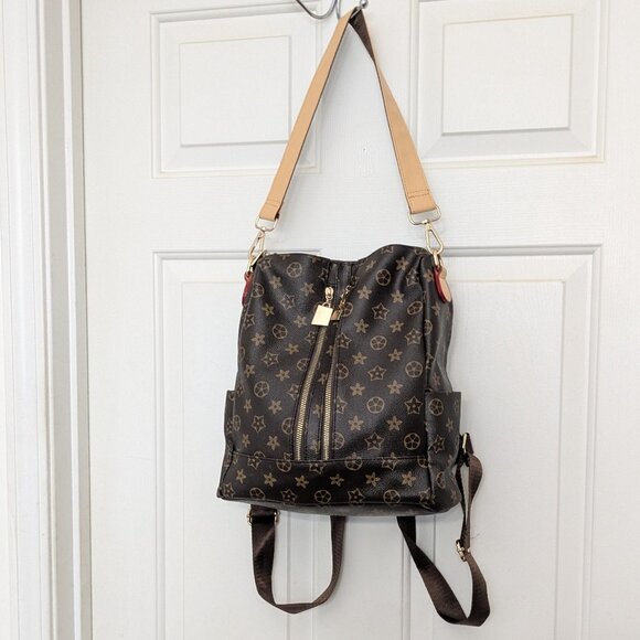Backpack Women's  Luxury  Designer Backpacks  Handbag Purse  Large Brown - Picture 1 of 13